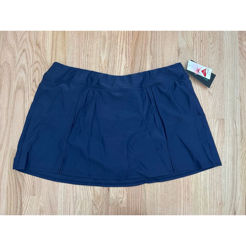 Maxine of Hollywood Women's Skort Swim Bottom - 20W - Blue NWT - Picture 2 of 7